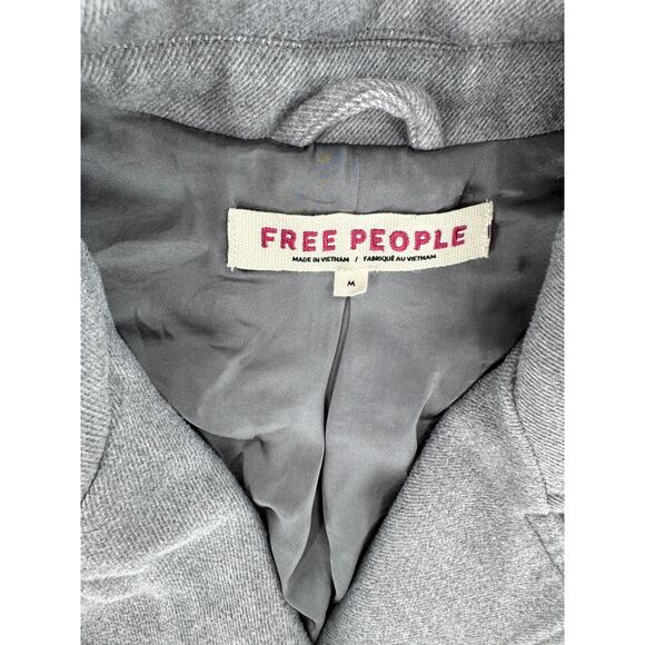 Free People Hannah Gray Coat Slouchy Double Breasted Pea Coat Blazer Medium - Picture 4 of 10